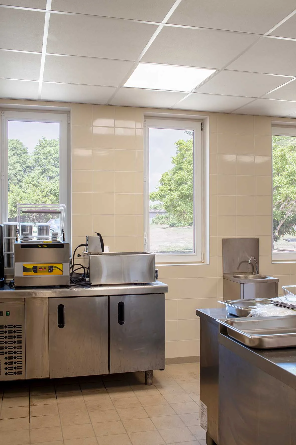 vue de la cuisine ouverte sur le jardin